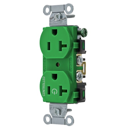 Hubbell Wiring Device-Kellems Straight Blade Receptacle, 5-20R, 20 A, 125V AC, 2 Pole, 3 Wire, Grounded BR20C1GN